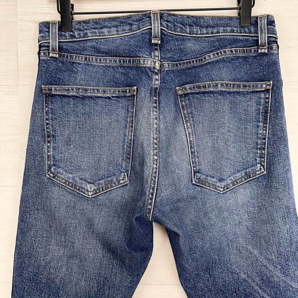 Veronica Beard Ines Cropped Straight-Leg Girlfriend Jeans 28 Blue Rhinestones - Picture 9 of 16